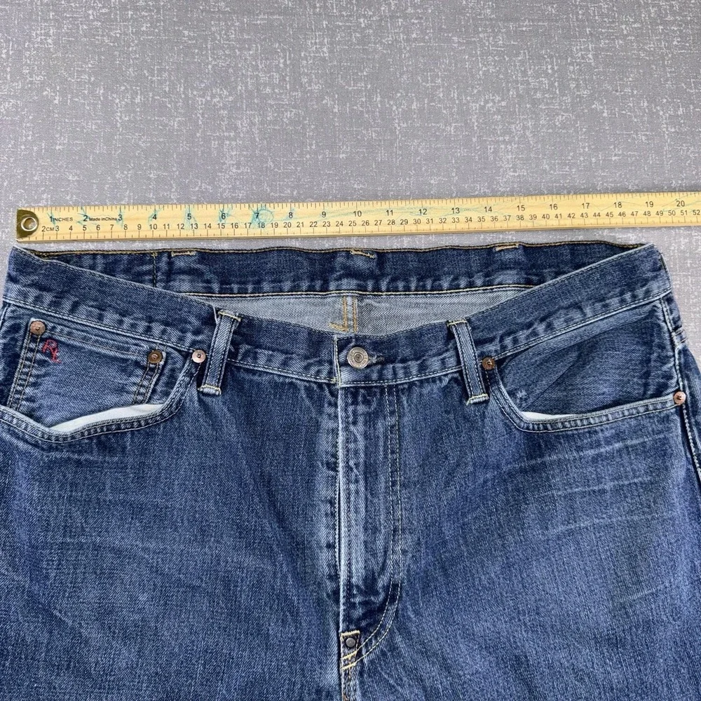 Polo Ralph Lauren Vintage 67 Jeans Mens 38x30 Blue Relaxed Straight Distressed